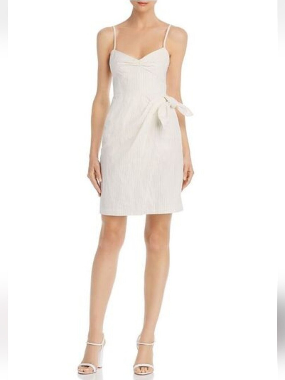 NWT Rebecca Taylor Pink Stripe Cream  Linen Blend Cocktail Dress